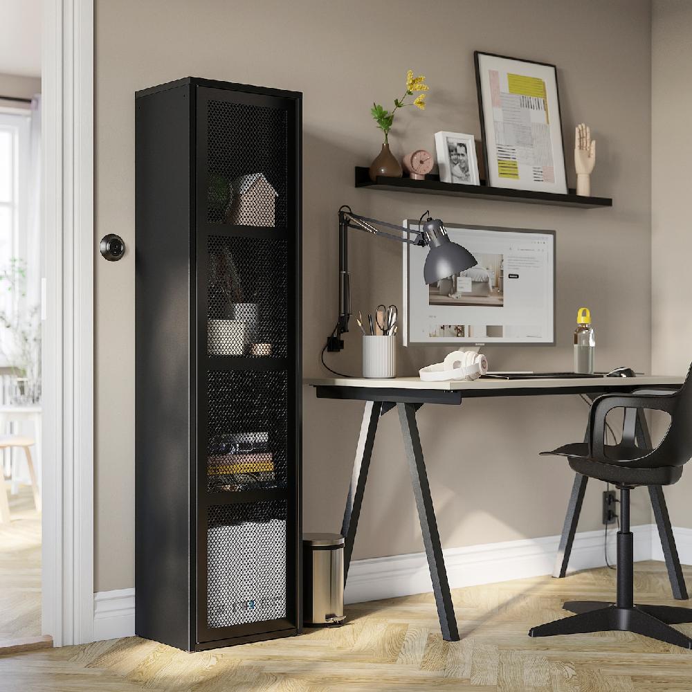 IKEA IVAR Schrank mit Tür schwarz Netz 40x160 cm im Angebot