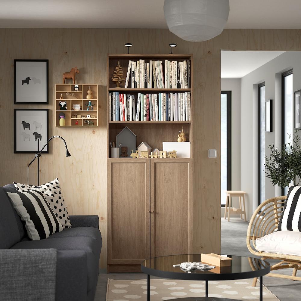 IKEA BILLY / OXBERG Bücherregal mit Türen Eichenachbildung 80x30x202 cm Günstiger Verkauf