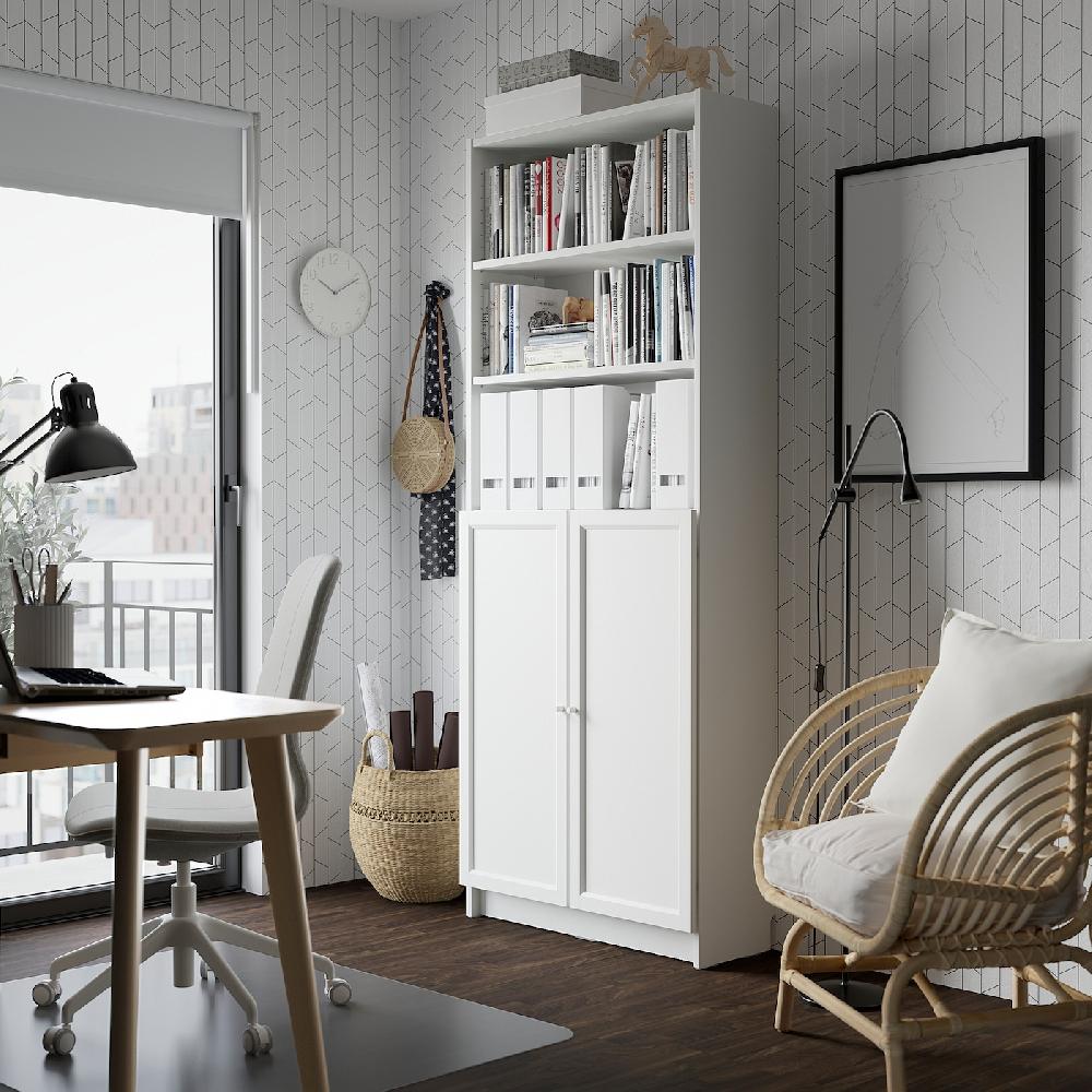 IKEA BILLY / OXBERG Bücherregal mit Türen weiß 80x30x202 cm Blitzverkäufe