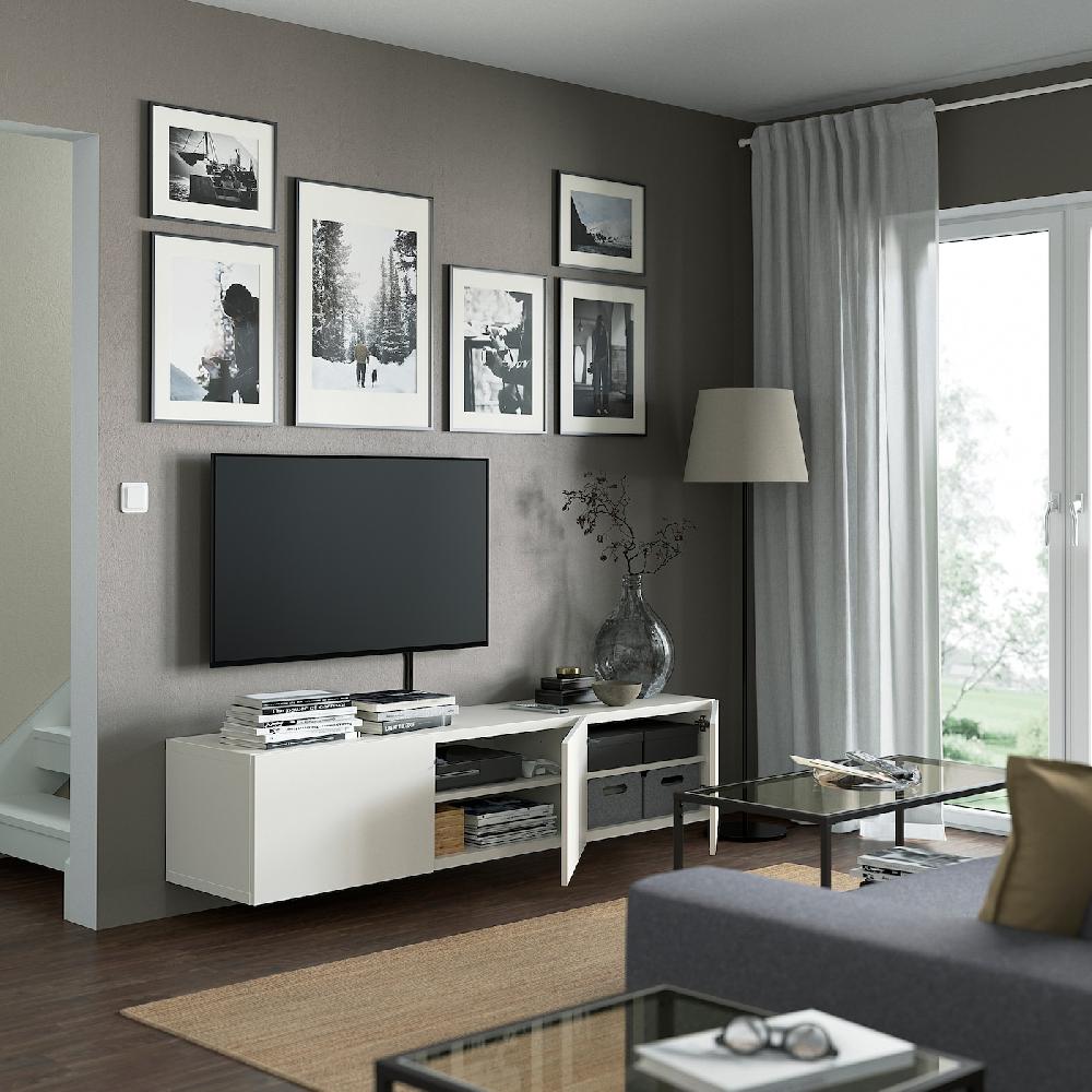IKEA BESTÅ TV-Bank mit Türen weiß/Lappviken weiß 180x42x38 cm Günstig kaufen