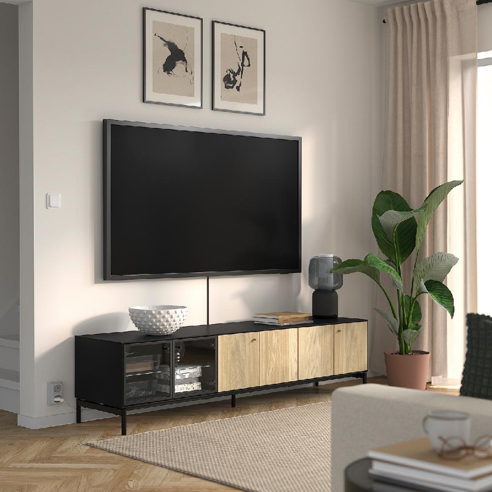 IKEA BOASTAD TV-Bank schwarz/Eichenfurnier 181x42x45 cm Flash Sale