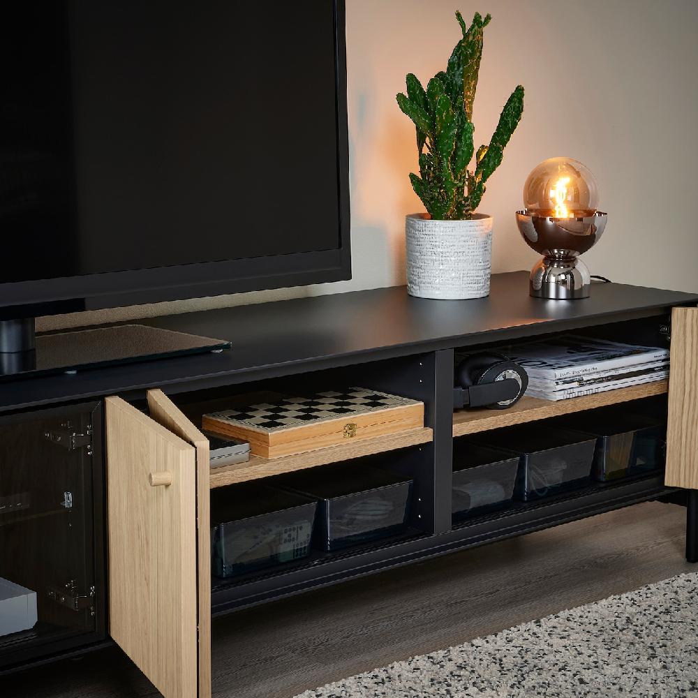 IKEA BOASTAD TV-Bank schwarz/Eichenfurnier 181x42x45 cm Flash Sale
