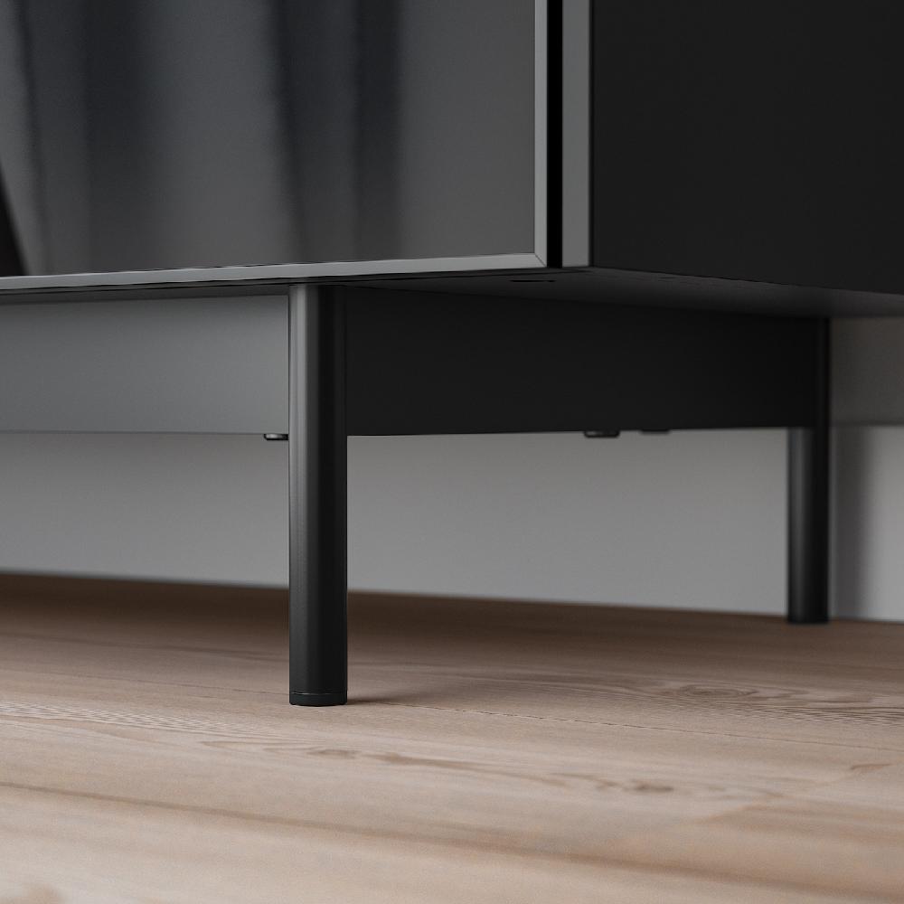 IKEA RANNÄS TV-Bank mit Türen schwarz/schwarz Glas 178x42 cm Begrenztes Angebot
