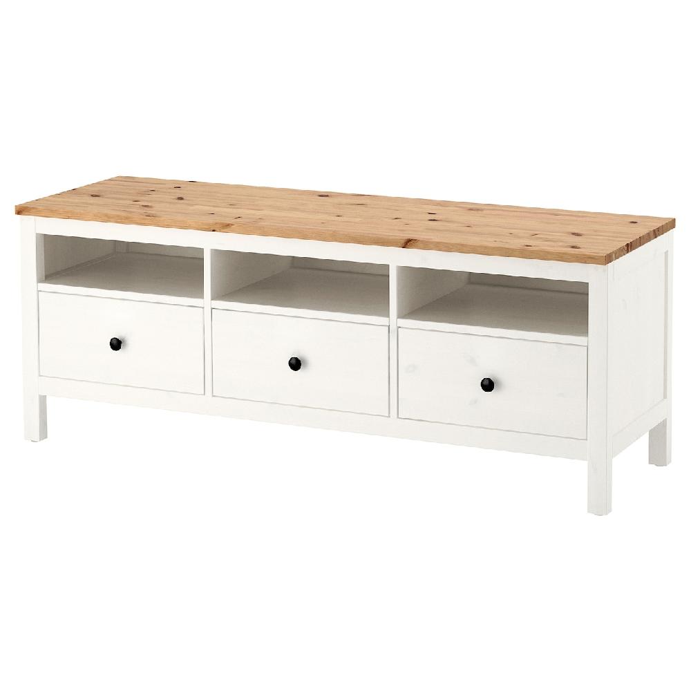 IKEA HEMNES TV-Bank weiß gebeizt/hellbraun 148x47x57 cm