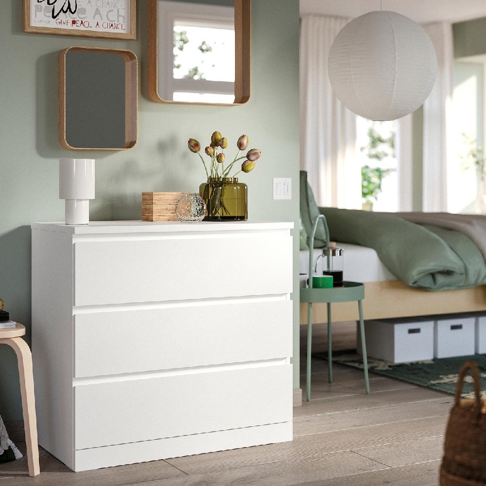IKEA MALM Kommode mit 3 Schubladen weiß 80x78 cm Jubiläumsangebot