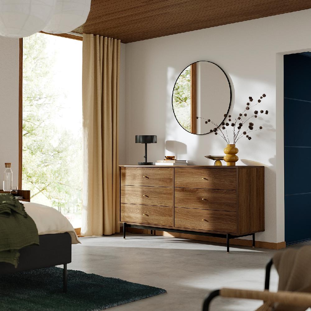 IKEA RÅDMANSÖ Kommode mit 6 Schubladen braun Nussbaumnachbildung 159x48x81 cm Lagerräumung
