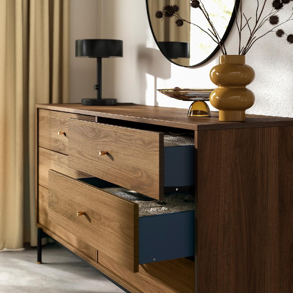 IKEA RÅDMANSÖ Kommode mit 6 Schubladen braun Nussbaumnachbildung 159x48x81 cm Lagerräumung