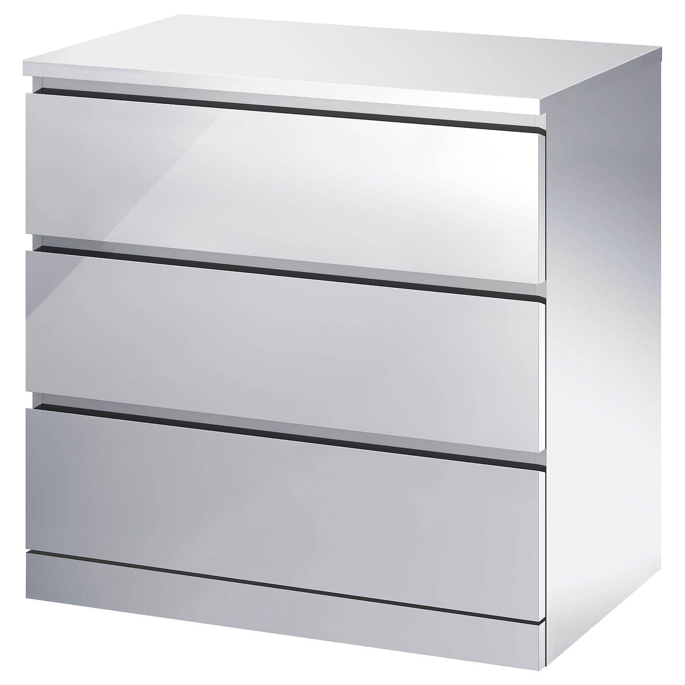 IKEA MALM Kommode mit 3 Schubladen Spiegeleffekt 80x78 cm