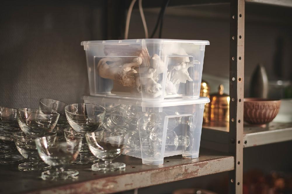 IKEA SAMLA Box mit Deckel transparent 28x20x14 cm/5 l Räumungsverkauf