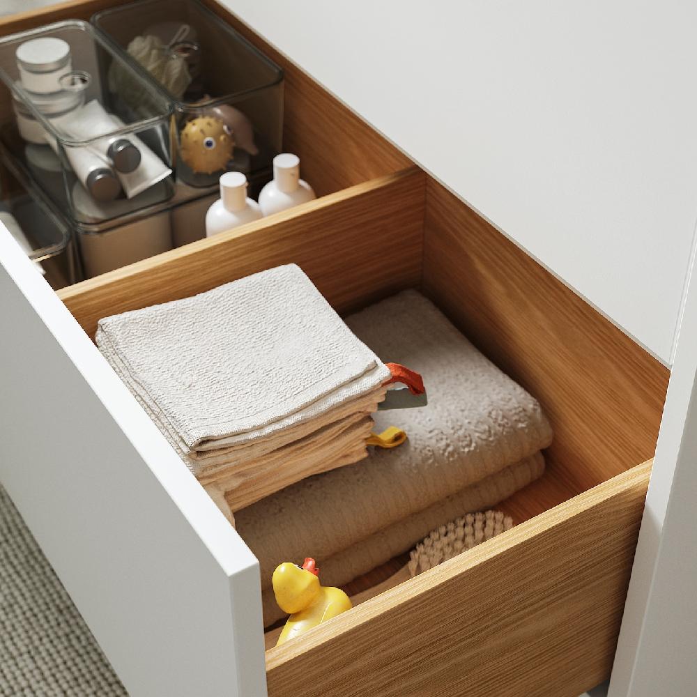 IKEA HAVBÄCK / ORRSJÖN Waschbschr+Schubladen/Waschb/Mibatt weiß/Bambus 102x49x71 cm Begrenzte Freigabe