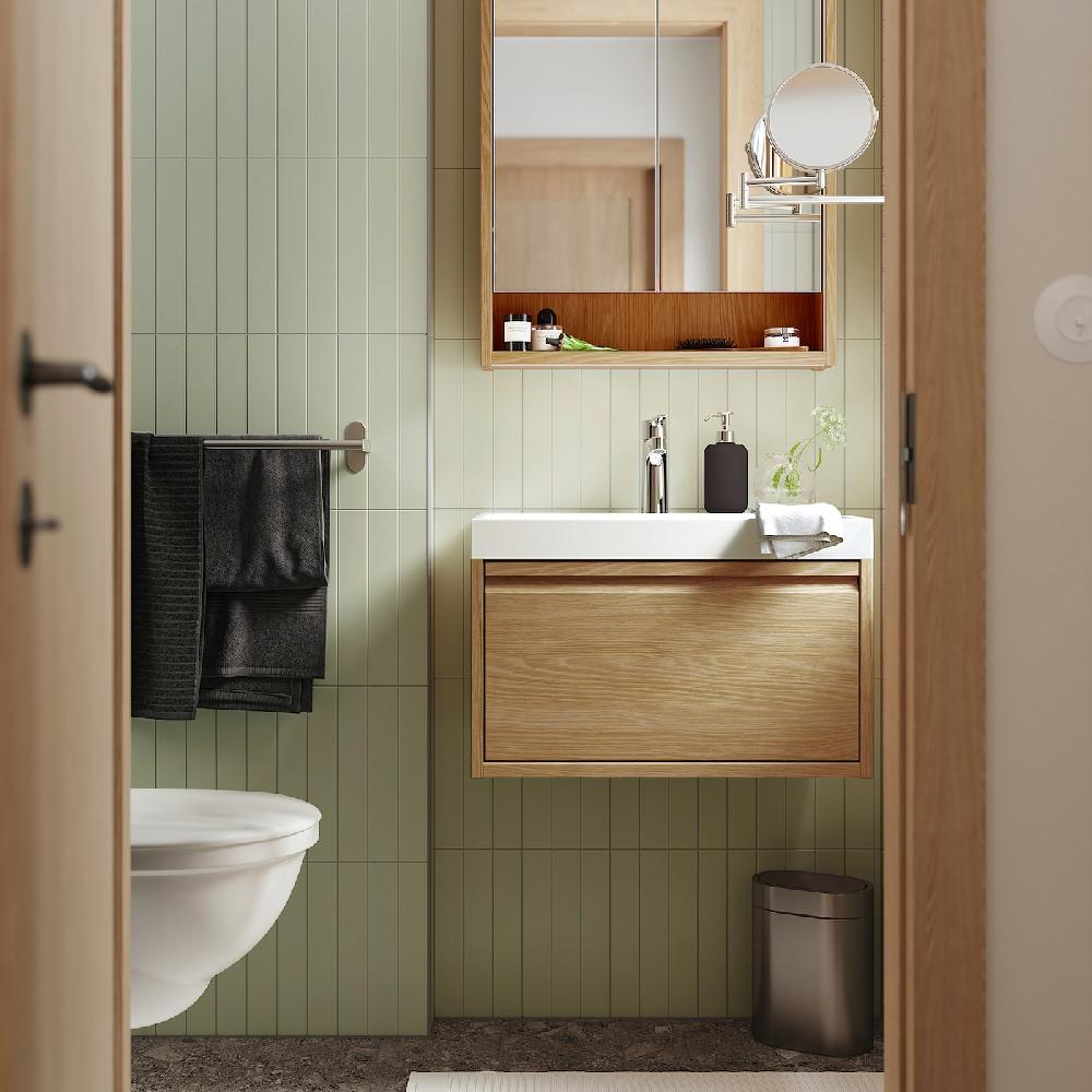 IKEA ÄNGSJÖN / BACKSJÖN Waschbschr+Schublade/Waschb/Mischba Eichenachbildung 60x48x39 cm Letzte 2 Tage