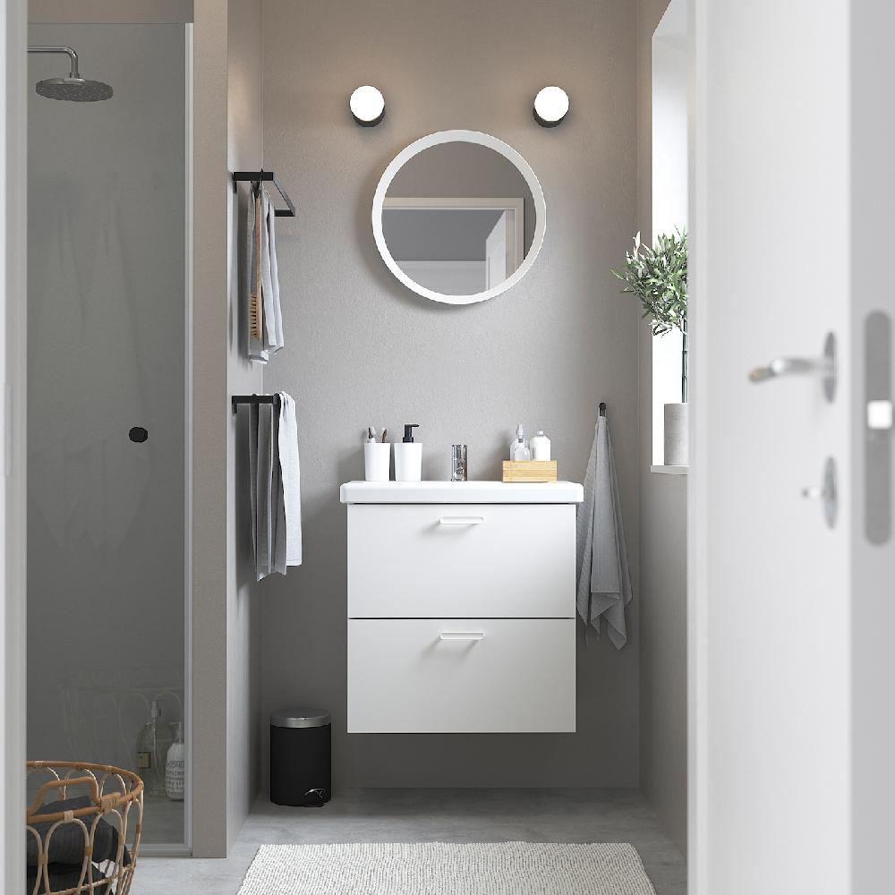 IKEA ENHET / TVÄLLEN Waschbschr+Schubladen/Waschb/Mibatt weiß 64x43x65 cm Bis zu 50% Rabatt