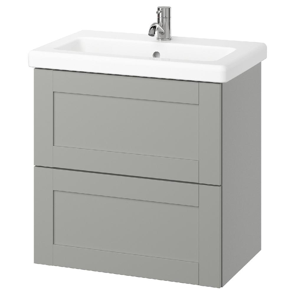IKEA ENHET / TVÄLLEN Waschbschr+Schubladen/Waschb/Mibatt grau Rahmen/grau 64x43x65 cm
