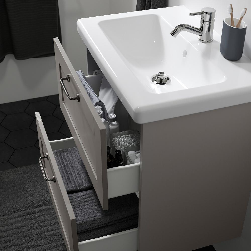 IKEA ENHET / TVÄLLEN Waschbschr+Schubladen/Waschb/Mibatt grau Rahmen/grau 64x43x65 cm Bis zu 65% Rabatt