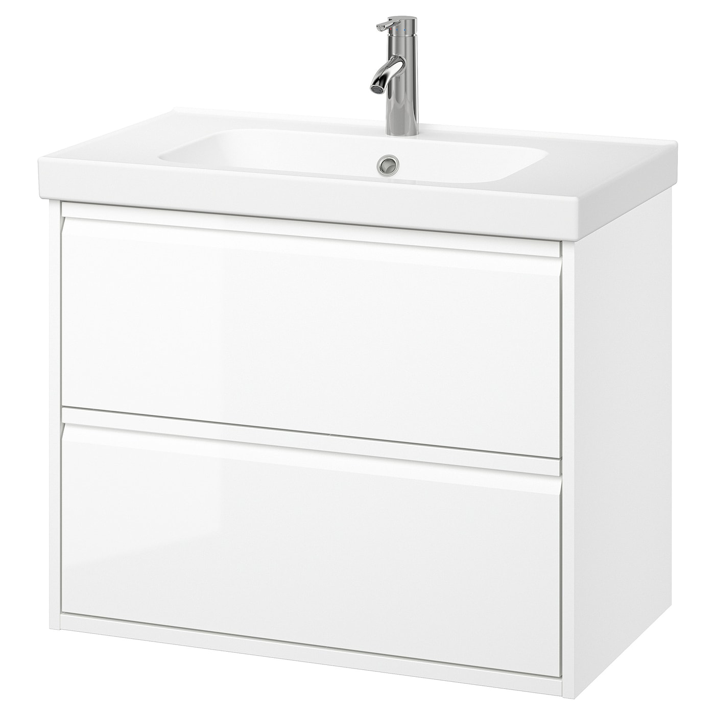 IKEA ÄNGSJÖN / ORRSJÖN Waschbschr+Schubladen/Waschb/Mibatt Hochglanz weiß 82x49x69 cm