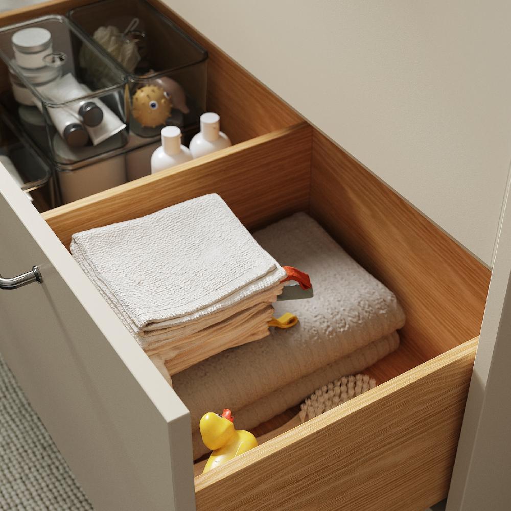 IKEA HAVBÄCK / ORRSJÖN Waschbeckenschr./2Waschb./2Mischba. Eichenachbildung beige/braun/weiß marmoriert 162x49x71 cm Nur noch ein Tag übrig