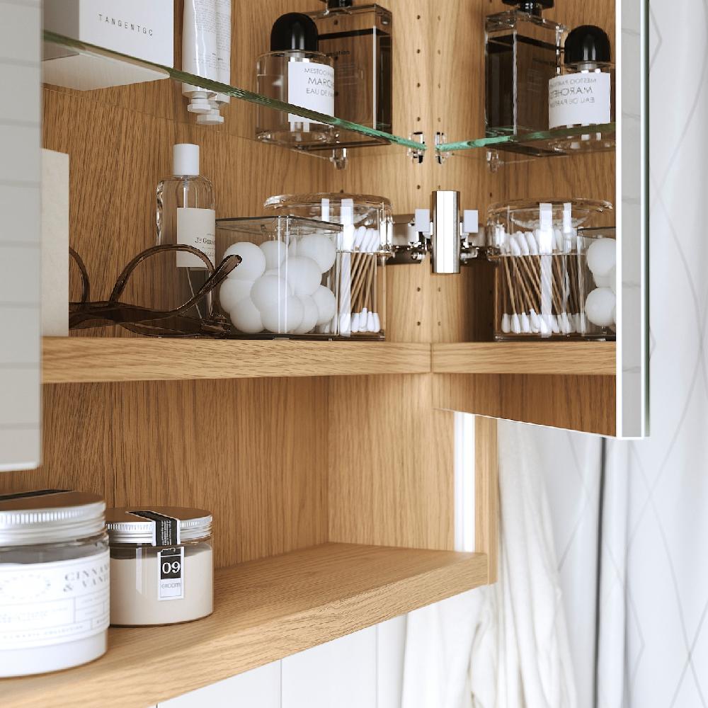 IKEA FAXÄLVEN Spiegelschrank mit Beleuchtung Eichenachbildung 80x15x95 cm 50% Rabatt mit kostenlosem Versand