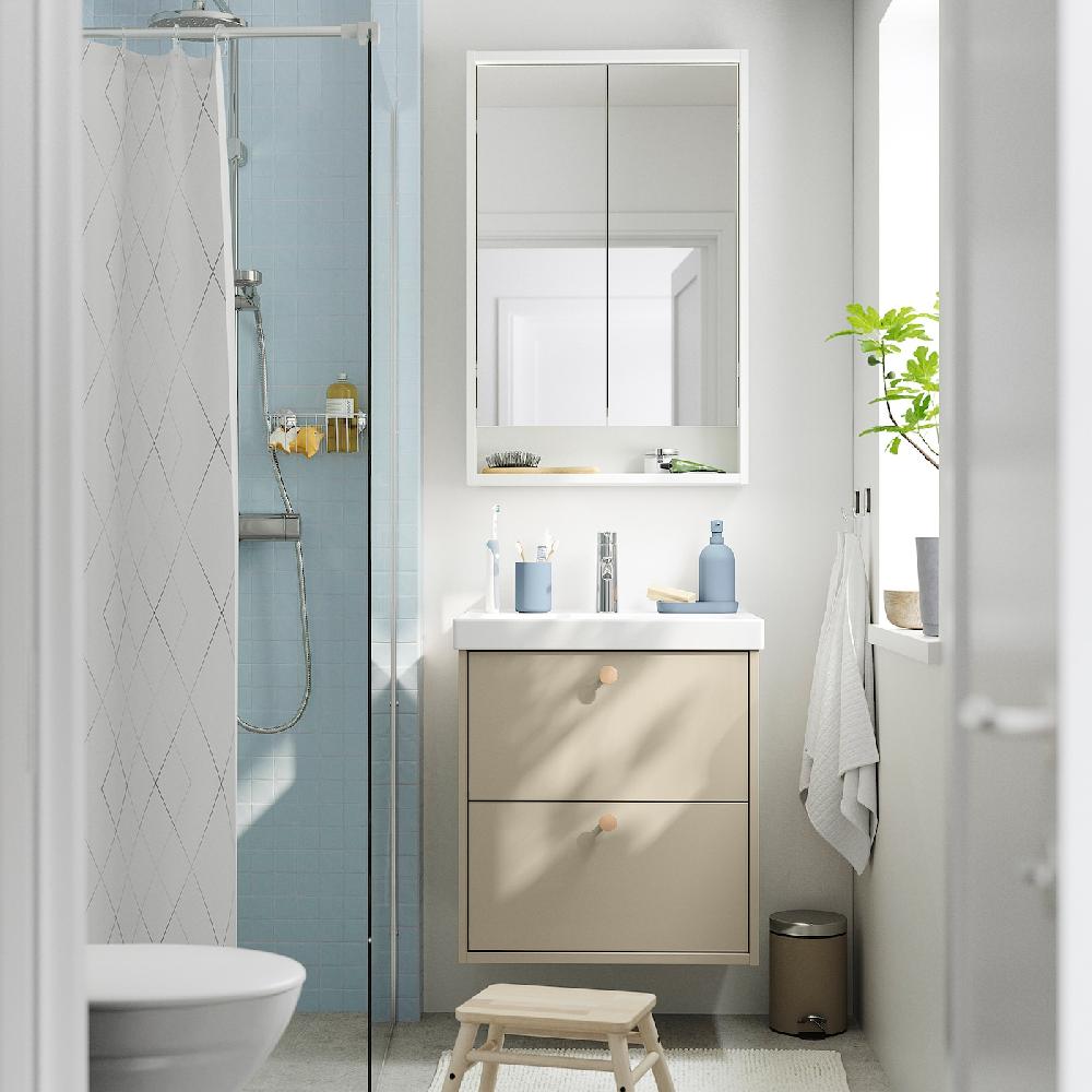 IKEA HAVBÄCK Waschbeckenschrank mit Schubladen beige 60x48x63 cm Clearance-Verkauf