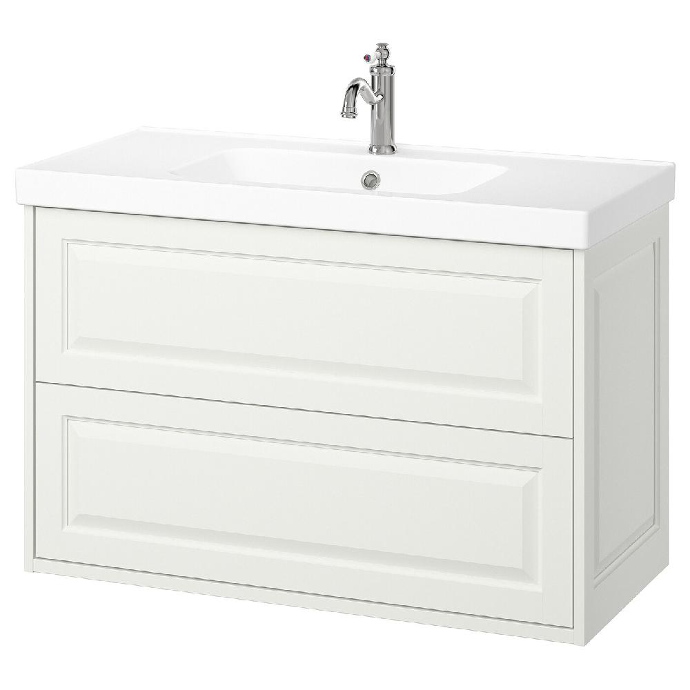 IKEA TÄNNFORSEN / ORRSJÖN Waschbschr+Schubladen/Waschb/Mibatt weiß 102x49x69 cm