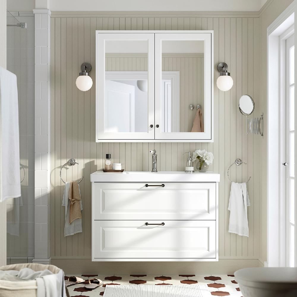 IKEA TÄNNFORSEN / ORRSJÖN Waschbschr+Schubladen/Waschb/Mibatt weiß 102x49x69 cm Speichern exportieren