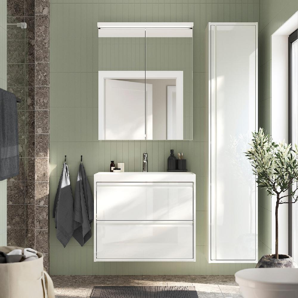 IKEA ÄNGSJÖN Hochschrank mit Tür Hochglanz weiß 40x35x195 cm 50% Rabatt für begrenzte Zeit