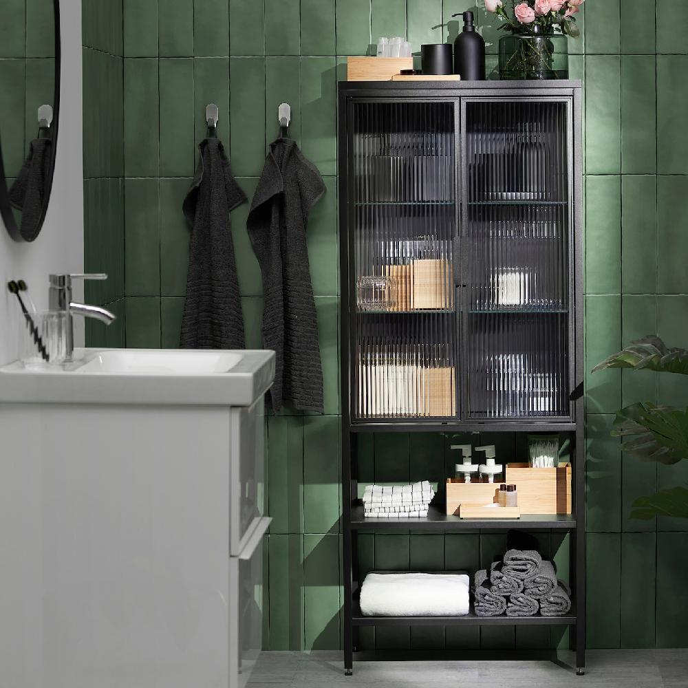 IKEA MOSSJÖN Vitrine 2-türig anthrazit 60x34x146 cm Angebote