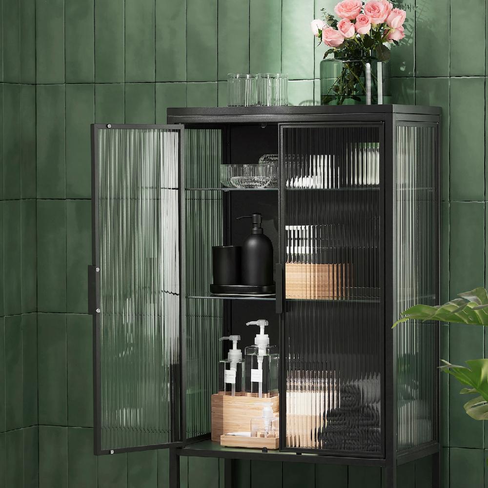 IKEA MOSSJÖN Vitrine 2-türig anthrazit 60x34x146 cm Angebote