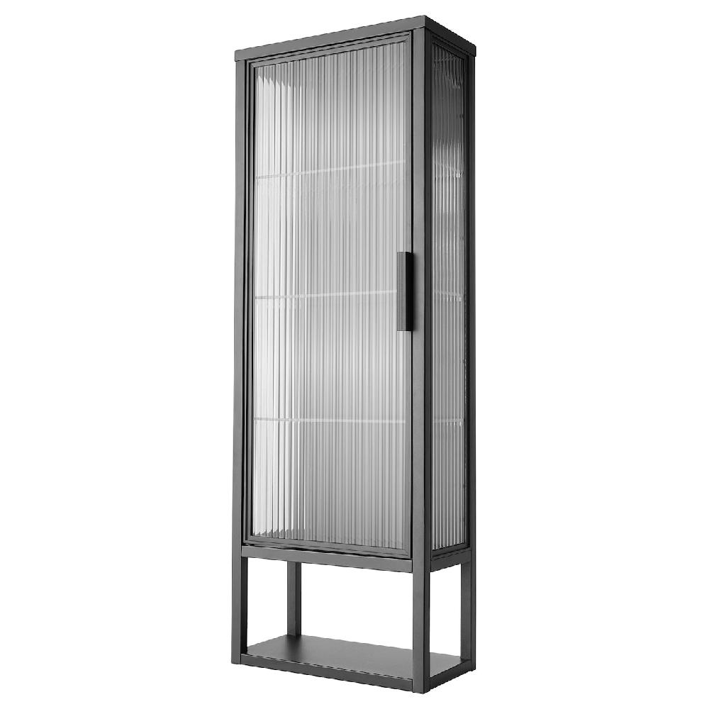 IKEA MOSSJÖN Wandschrank mit Böden/Glastür anthrazit 36x18x102 cm