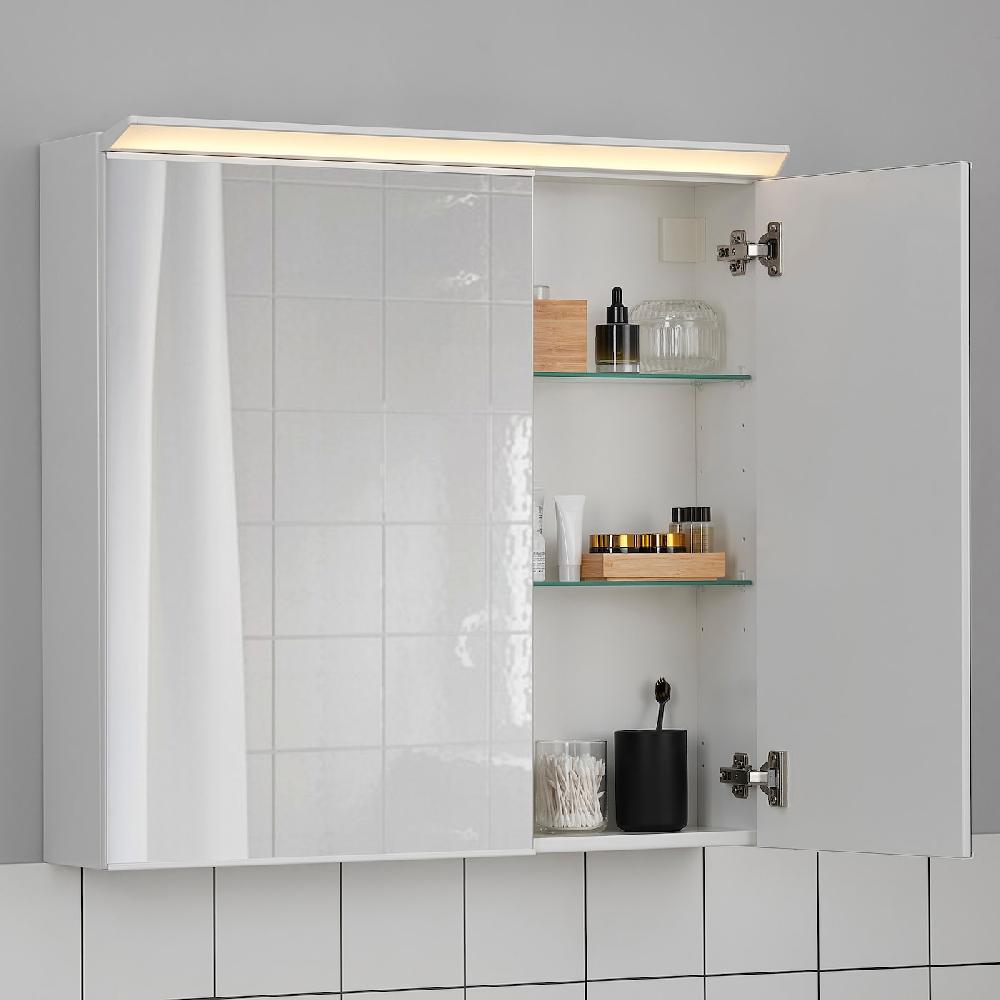 IKEA TREASJÖN Spiegelschrank m. 2 Türen+int. Bel. 80x17x75 cm Rabatt