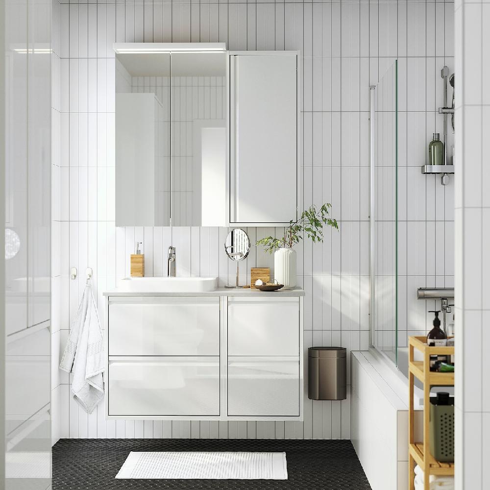 IKEA ÄNGSJÖN Wandschrank mit Tür Hochglanz weiß 40x15x95 cm Online Shopping