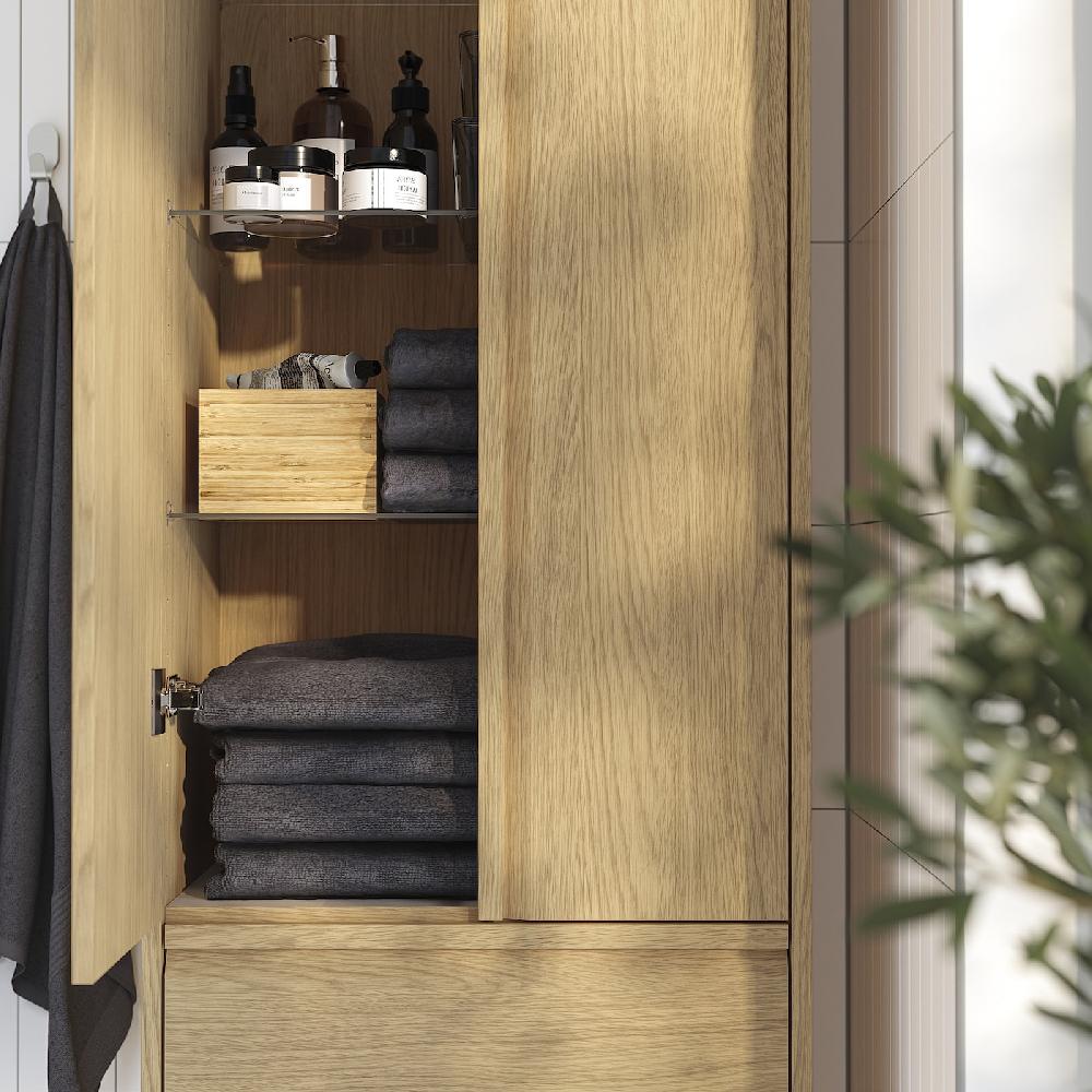 IKEA ÄNGSJÖN Hochschrank mit Türen/Schubladen Eichenachbildung 60x35x195 cm Saisonschlussverkauf