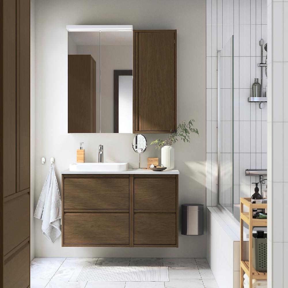 IKEA ÄNGSJÖN Wandschrank mit Tür braun Eichenachbildung 40x15x95 cm Black Friday