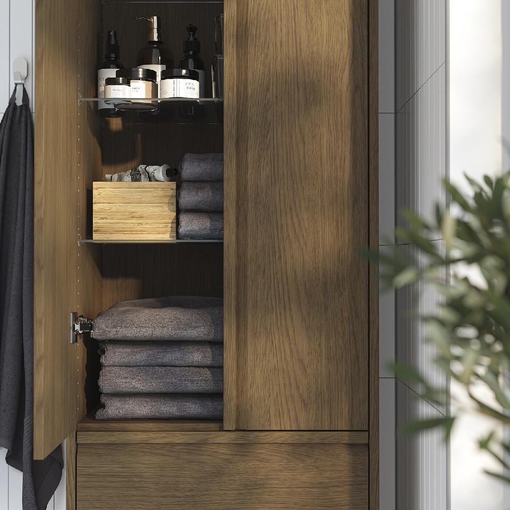 IKEA ÄNGSJÖN Hochschrank mit Türen/Schubladen braun Eichenachbildung 60x35x195 cm Weihnachtsangebot