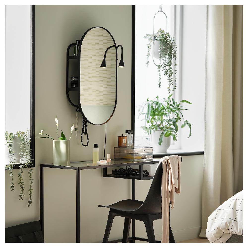 IKEA LINDBYN Spiegel mit Aufhänger schwarz 40x70 cm Bis zu 50% Rabatt
