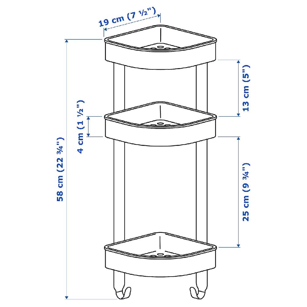 IKEA BROGRUND Wandeckregal Edelstahl 19x58 cm Begrenzt auf 3 Tage