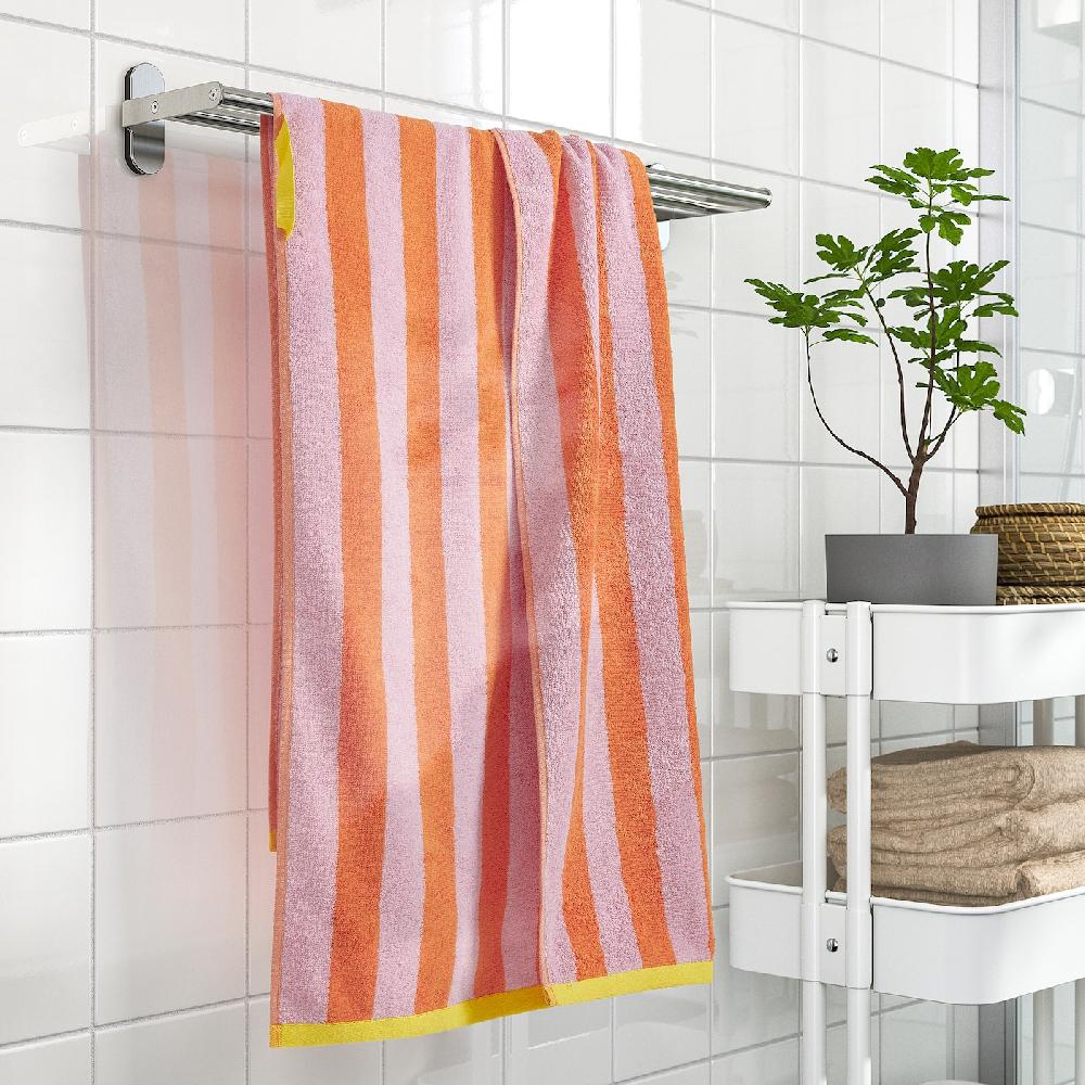 IKEA SLÅNHÖSTMAL Badetuch orange/rosa gestreift 70x140 cm Outlet
