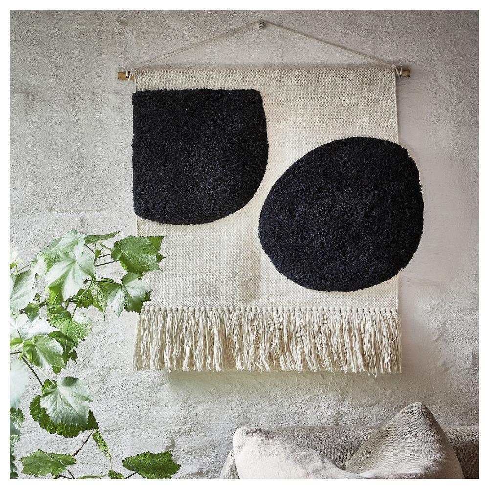 IKEA BLANDSKOG Wandteppich beige/schwarz 70x70 cm Black Friday