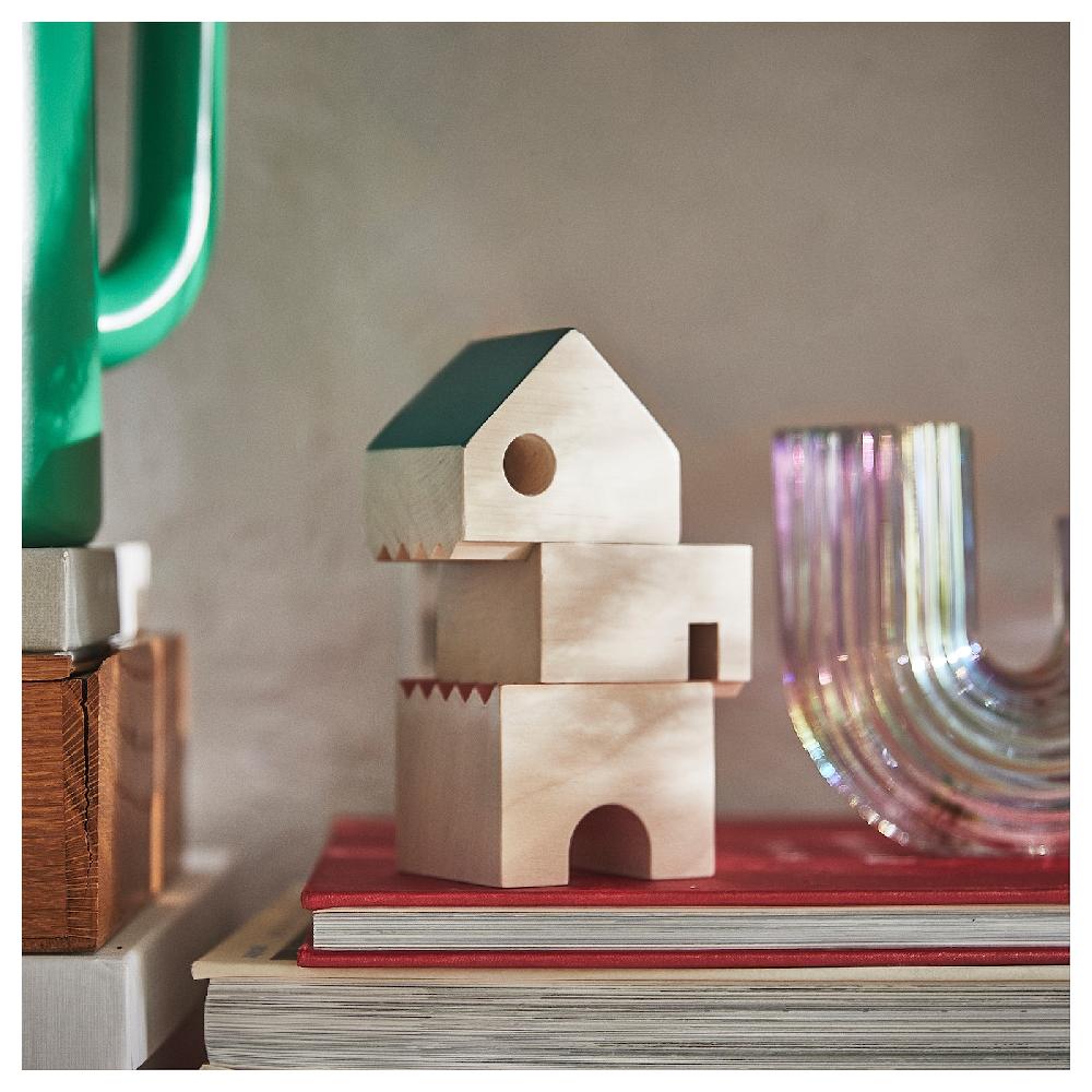 IKEA FÄLTLÖNN Dekoration Haus 3er-Set Massivholz/bunt Weihnachtsangebot