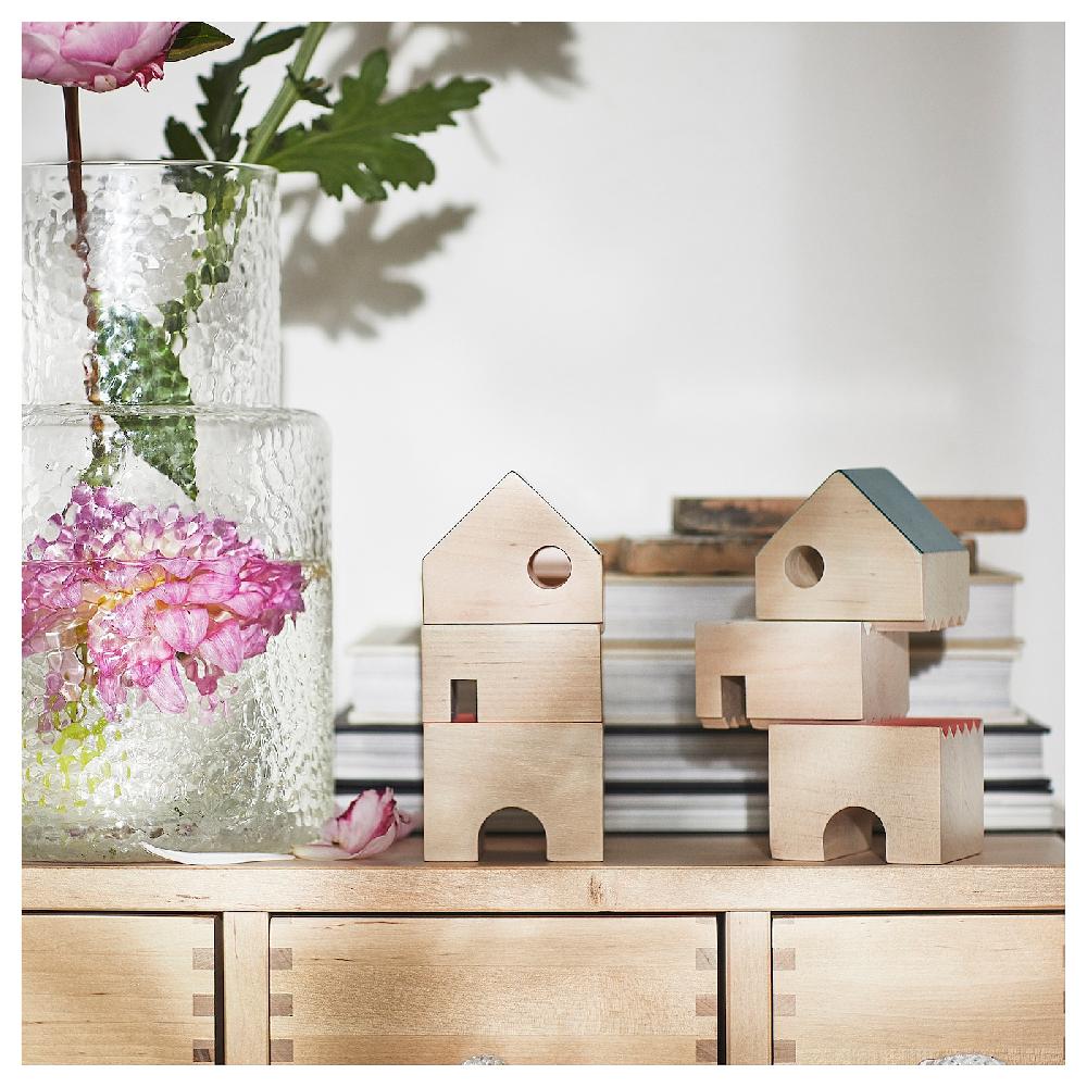 IKEA FÄLTLÖNN Dekoration Haus 3er-Set Massivholz/bunt Weihnachtsangebot
