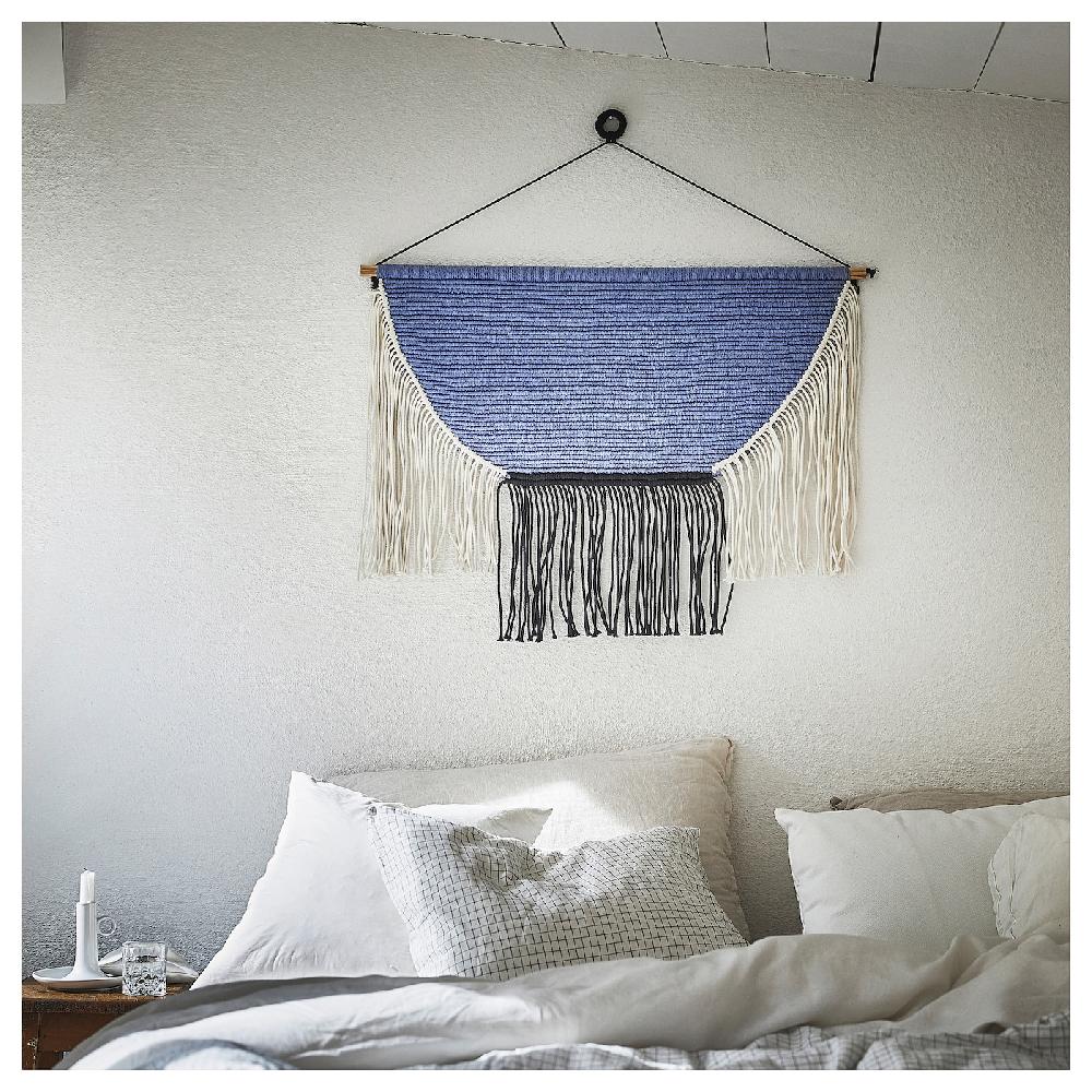 IKEA HÄNGALM Wandteppich beige schwarz/hell lilablau 85x60 cm Osterangebot