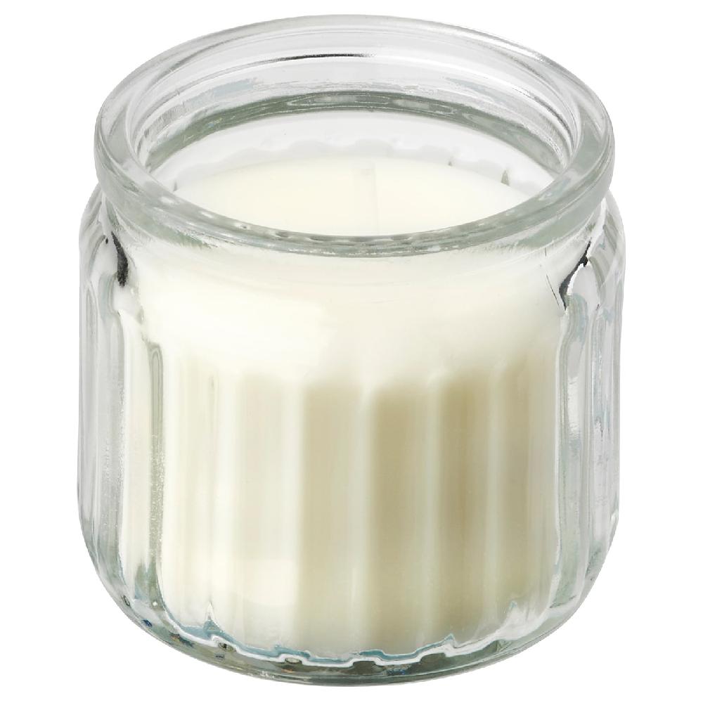 IKEA JÄMLIK Duftkerze im Glas Vanille/hellbeige 12 Std