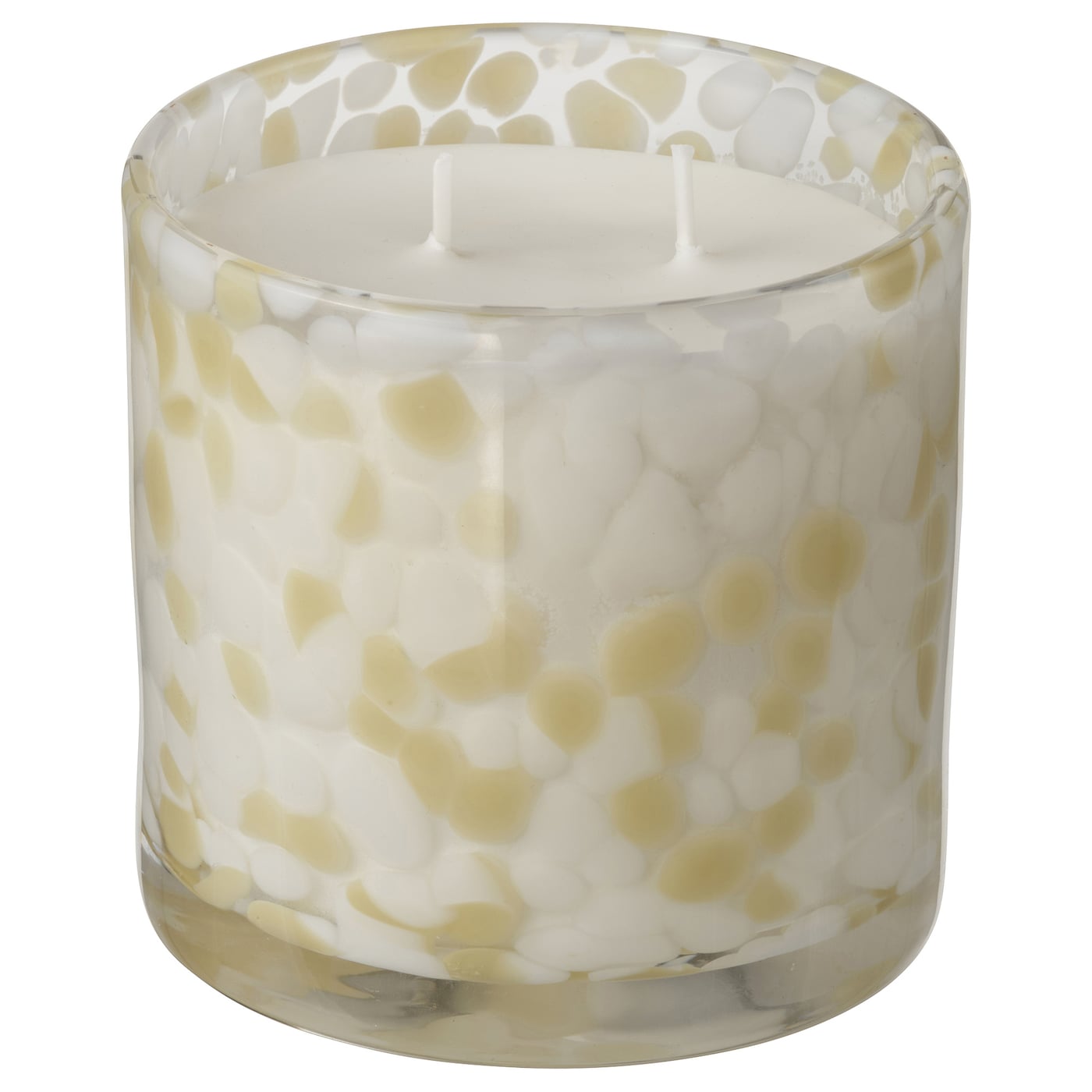 IKEA JÄMLIK Duftkerze im Glas 2 Dochte Vanille/helles Graubeige 50 Std