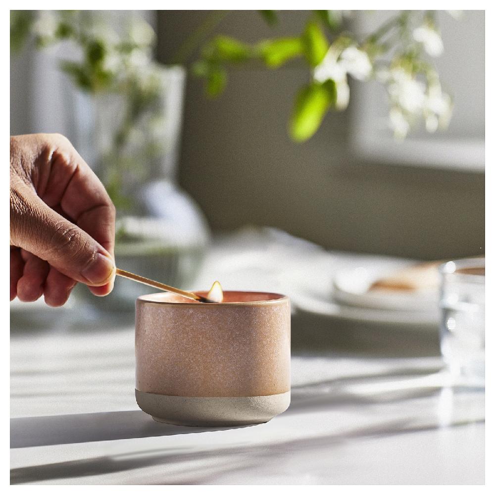 IKEA LUGNARE Duftkerze im Keramikglas Jasmin/rosa 25 Std Zeitlich begrenztes Angebot