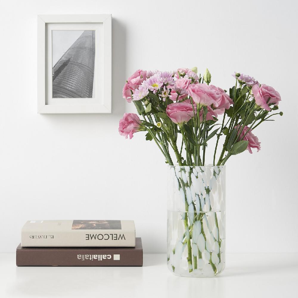 IKEA HÄCKOXEL Vase Punkte weiß 20 cm Tiefpreis