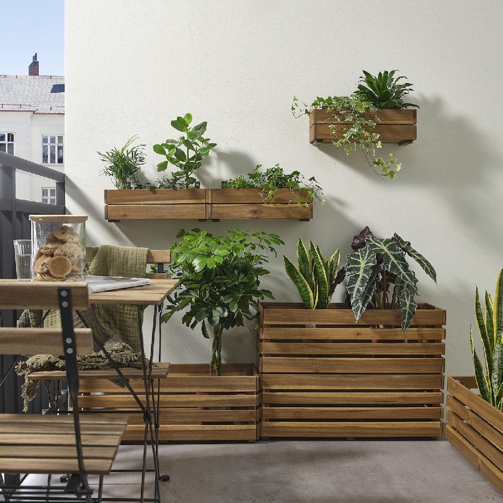 IKEA STJÄRNANIS Blumenkasten für draußen Akazie 43x15 cm Auslauf