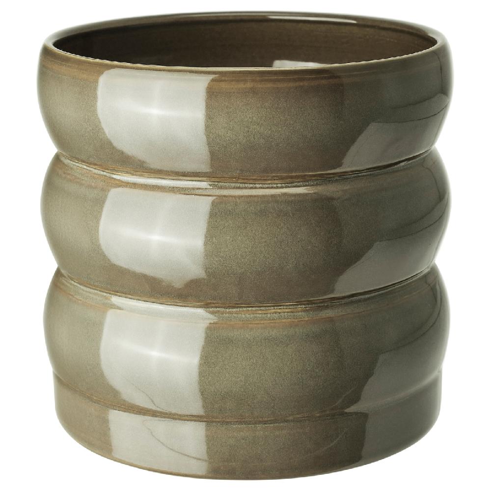 IKEA HASSELBUKETT Übertopf drinnen/draußen/grün/braun 15 cm Verkauf