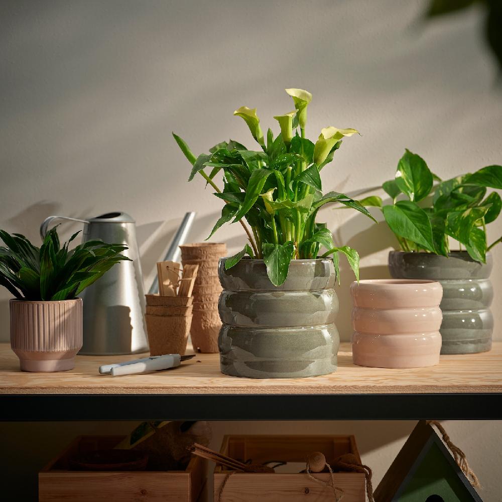IKEA HASSELBUKETT Übertopf drinnen/draußen/grün/braun 15 cm Verkauf