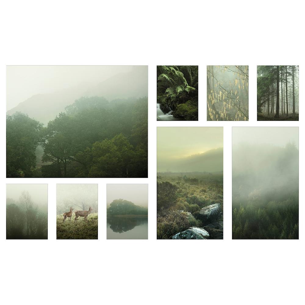 IKEA PJÄTTERYD Bild 9er-Set Nebel im Wald 179x112 cm