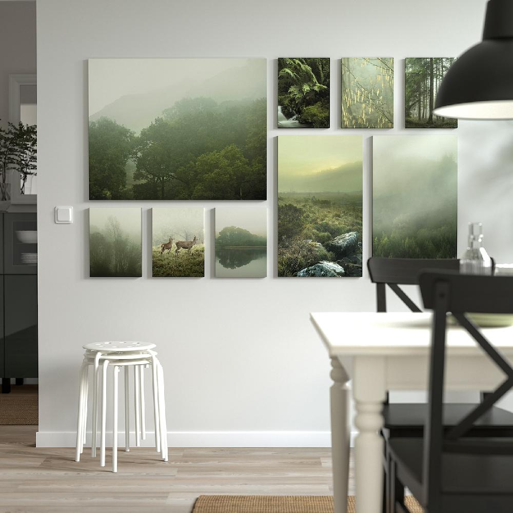 IKEA PJÄTTERYD Bild 9er-Set Nebel im Wald 179x112 cm Online Shopping