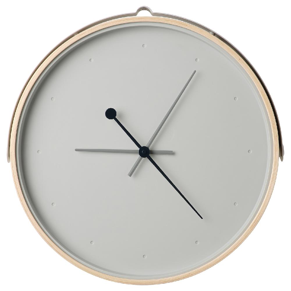 IKEA ROTBLÖTA Wanduhr Eschenfurnier/hellgrau 42 cm